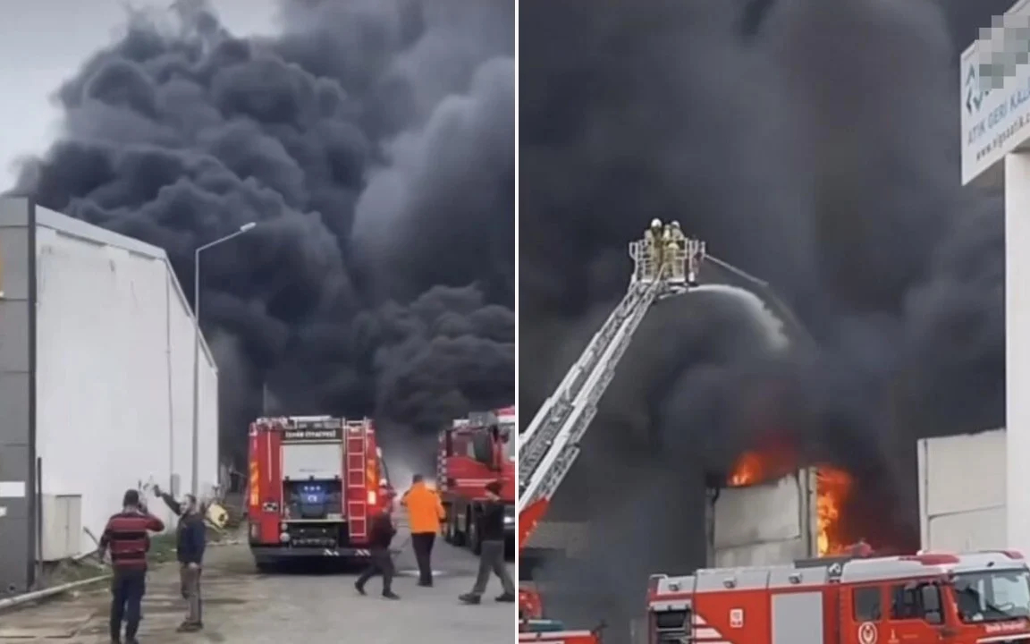 İzmir’de geri dönüşüm tesisinde yangın çıktı