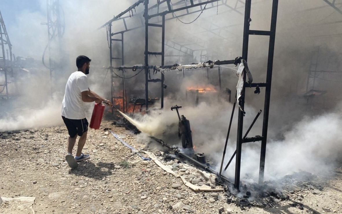 Adıyaman'da çadır kentte yangın çıktı