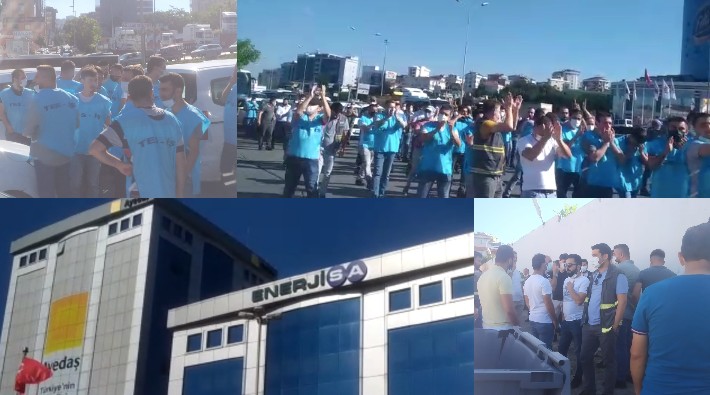 Ayedaş işçileri sendikanın itirazına rağmen EnerjiSA önünde toplandı