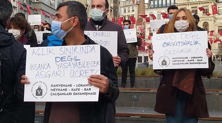 Kafe ve Bar Çalışanları Dayanışması’ndan Taksim’de eylem
